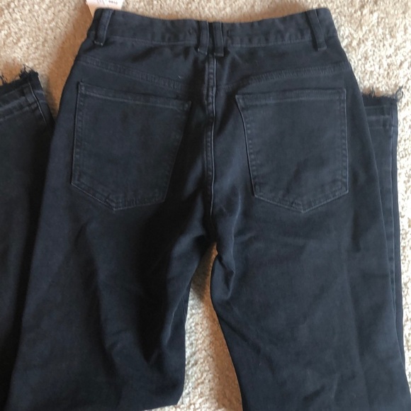 Free People black fringed classic crop ankle Jean denim size size 25 pant botton - Picture 7 of 8